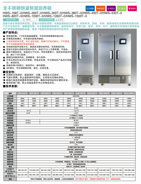 全不銹鋼恒溫恒濕培養箱